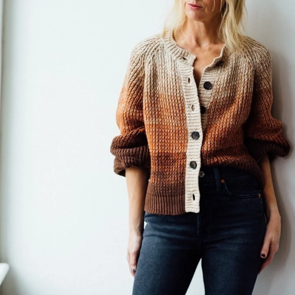 THE GREAT. The Dusk Cardigan in Marled Sunset | Size 0 / XS - Picture 3 of 14